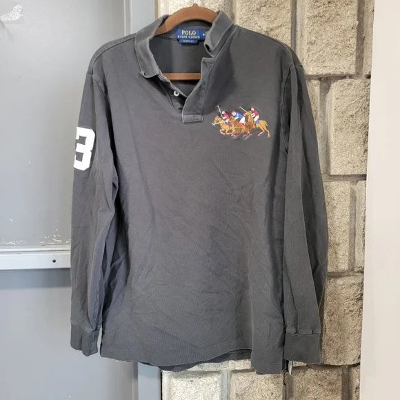 Vintage polo ralph lauren polo long sleeve shirt men's medium - Picture 1 of 5